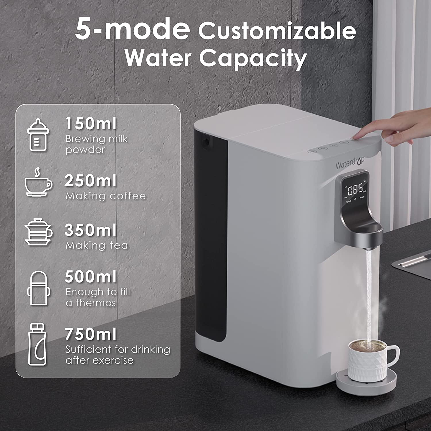 Coffee maker with clearance instant hot water